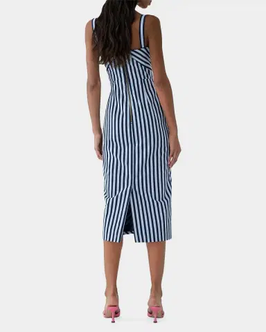 Carolina Herrera Sleeveless Striped Gathered-Waist Midi Dress | Thumbnail 3 Carolina Herrera Sleeveless Striped Gathered-Waist Midi Dress | Thumbnail 3