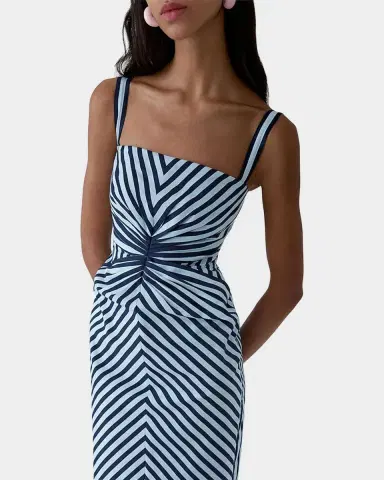 Carolina Herrera Sleeveless Striped Gathered-Waist Midi Dress | Thumbnail 4 Carolina Herrera Sleeveless Striped Gathered-Waist Midi Dress | Thumbnail 4
