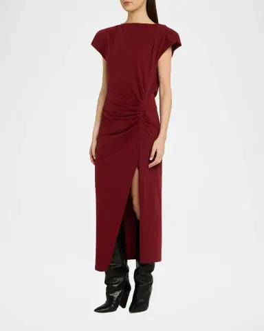 Isabel Marant Nadela Ruched Cotton Jersey Dress | Thumbnail 3 Isabel Marant Nadela Ruched Cotton Jersey Dress | Thumbnail 3