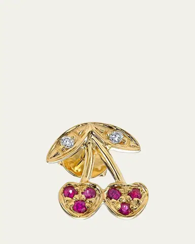 Sydney Evan 14K Diamond and Ruby Cherry Stud Earrings | Thumbnail 2 Sydney Evan 14K Diamond and Ruby Cherry Stud Earrings | Thumbnail 2