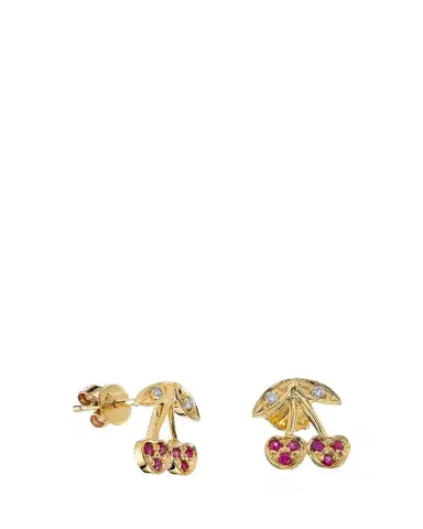 Sydney Evan 14K Diamond and Ruby Cherry Stud Earrings | Thumbnail 1 Sydney Evan 14K Diamond and Ruby Cherry Stud Earrings | Thumbnail 1