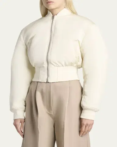 Balenciaga Padded Faille Crop Bomber Jacket | Thumbnail 4 Balenciaga Padded Faille Crop Bomber Jacket | Thumbnail 4