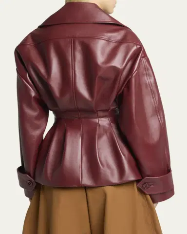 Balenciaga Pleated Leather Short Peplum Trench Coat | Thumbnail 3 Balenciaga Pleated Leather Short Peplum Trench Coat | Thumbnail 3