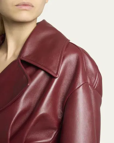 Balenciaga Pleated Leather Short Peplum Trench Coat | Thumbnail 5 Balenciaga Pleated Leather Short Peplum Trench Coat | Thumbnail 5
