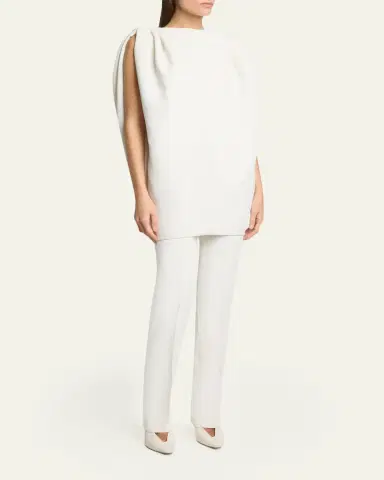 Balenciaga Gathered-Shoulder High-Neck Mini Sack Dress | Thumbnail 2 Balenciaga Gathered-Shoulder High-Neck Mini Sack Dress | Thumbnail 2