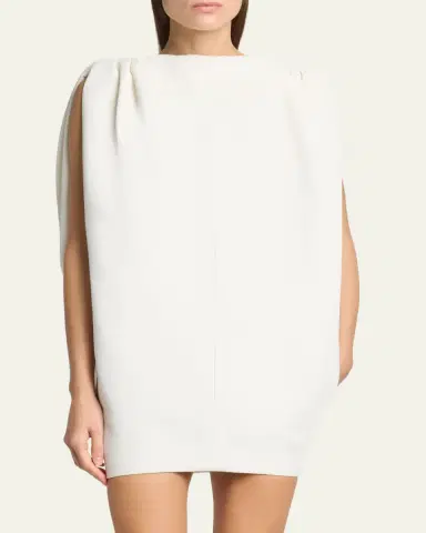 Balenciaga Gathered-Shoulder High-Neck Mini Sack Dress | Thumbnail 4 Balenciaga Gathered-Shoulder High-Neck Mini Sack Dress | Thumbnail 4