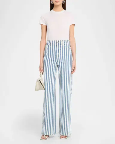 Veronica Beard Taylor High-Rise Wide-Leg Striped Jeans | Thumbnail 2 Veronica Beard Taylor High-Rise Wide-Leg Striped Jeans | Thumbnail 2