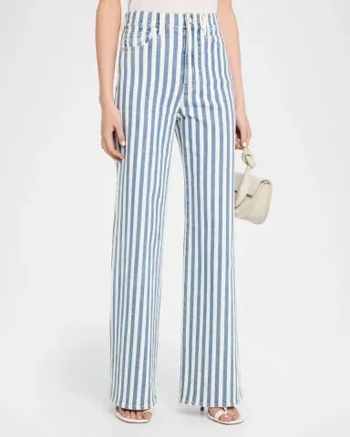 Veronica Beard Taylor High-Rise Wide-Leg Striped Jeans | Thumbnail 4 Veronica Beard Taylor High-Rise Wide-Leg Striped Jeans | Thumbnail 4