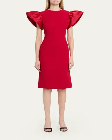 Rickie Freeman for Teri Jon Flounce-Sleeve Crepe Sheath Dress | Thumbnail 2 Rickie Freeman for Teri Jon Flounce-Sleeve Crepe Sheath Dress | Thumbnail 2