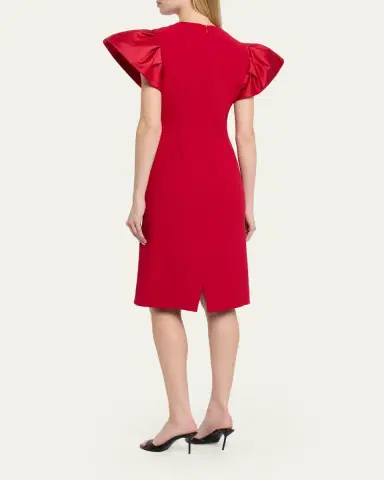 Rickie Freeman for Teri Jon Flounce-Sleeve Crepe Sheath Dress | Thumbnail 3 Rickie Freeman for Teri Jon Flounce-Sleeve Crepe Sheath Dress | Thumbnail 3
