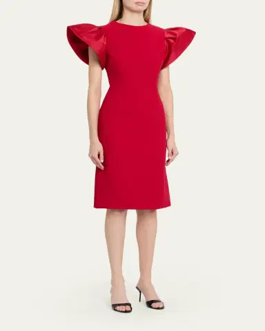 Rickie Freeman for Teri Jon Flounce-Sleeve Crepe Sheath Dress | Thumbnail 4 Rickie Freeman for Teri Jon Flounce-Sleeve Crepe Sheath Dress | Thumbnail 4