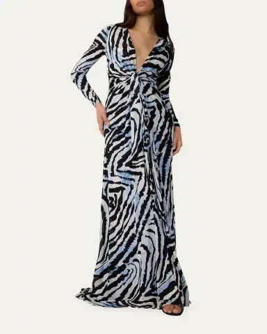 Diane von Furstenberg Sasha Animal-Print Plunging Jersey Maxi Dress | Thumbnail 4 Diane von Furstenberg Sasha Animal-Print Plunging Jersey Maxi Dress | Thumbnail 4