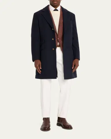Brunello Cucinelli Men's Cashmere Single-Breasted Topcoat | Thumbnail 2 Brunello Cucinelli Men's Cashmere Single-Breasted Topcoat | Thumbnail 2