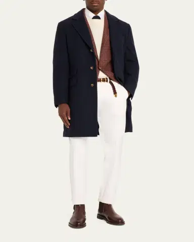 Brunello Cucinelli Men's Cashmere Single-Breasted Topcoat | Thumbnail 4 Brunello Cucinelli Men's Cashmere Single-Breasted Topcoat | Thumbnail 4