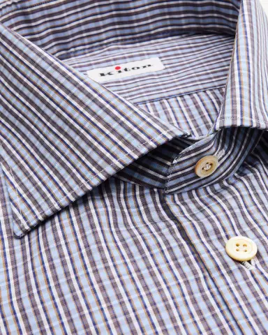 Kiton Men's Cotton Plaid Dress Shirt | Thumbnail 2 Kiton Men's Cotton Plaid Dress Shirt | Thumbnail 2
