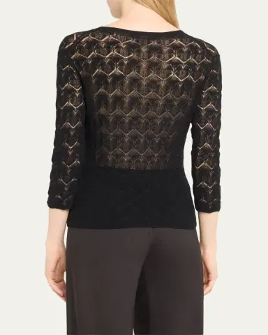 Vince Fine Lace 3/4-Sleeve Crewneck Top | Thumbnail 3 Vince Fine Lace 3/4-Sleeve Crewneck Top | Thumbnail 3
