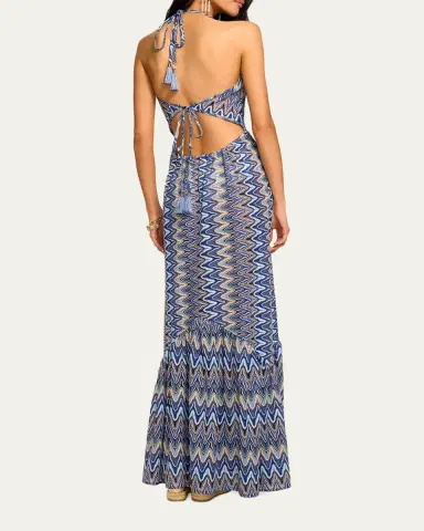 Ramy Brook Delilah Chevron Halter Maxi Dress | Thumbnail 3 Ramy Brook Delilah Chevron Halter Maxi Dress | Thumbnail 3