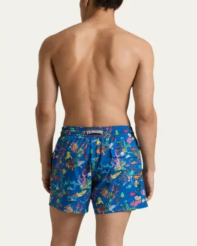 Vilebrequin Men's Stretch Aquarium-Print Swim Trunks | Thumbnail 3 Vilebrequin Men's Stretch Aquarium-Print Swim Trunks | Thumbnail 3