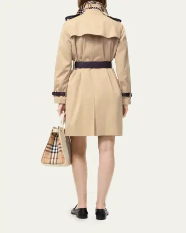 Burberry Kensington Leather-Trim Double-Breasted Trench Coat | Thumbnail 3 Burberry Kensington Leather-Trim Double-Breasted Trench Coat | Thumbnail 3