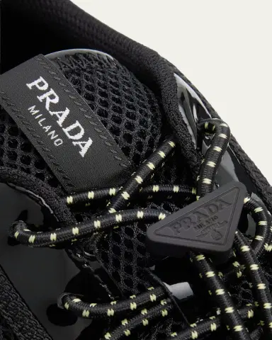 Prada Men's Speedrock Leather and Mesh Sneakers | Thumbnail 5 Prada Men's Speedrock Leather and Mesh Sneakers | Thumbnail 5