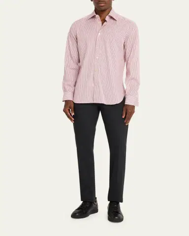 Kiton Men's Cotton-Stretch Multi-Stripe Sport Shirt | Thumbnail 2 Kiton Men's Cotton-Stretch Multi-Stripe Sport Shirt | Thumbnail 2