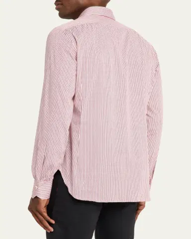 Kiton Men's Cotton-Stretch Multi-Stripe Sport Shirt | Thumbnail 3 Kiton Men's Cotton-Stretch Multi-Stripe Sport Shirt | Thumbnail 3
