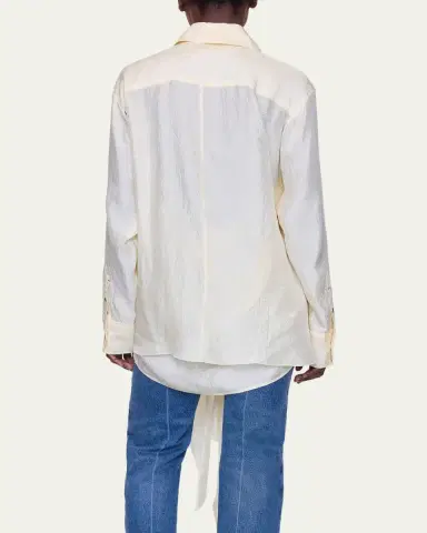 OSSOU Arroya Tie-Front Crinkled atin Shirt | Thumbnail 3 OSSOU Arroya Tie-Front Crinkled atin Shirt | Thumbnail 3