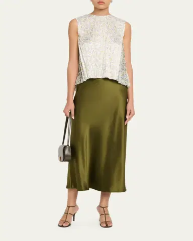 Vince Citrine Bloom Pleated Satin Top | Thumbnail 2 Vince Citrine Bloom Pleated Satin Top | Thumbnail 2