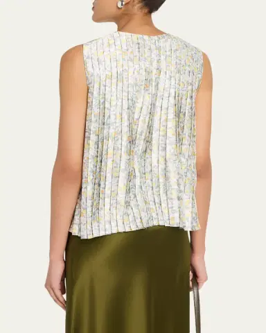 Vince Citrine Bloom Pleated Satin Top | Thumbnail 3 Vince Citrine Bloom Pleated Satin Top | Thumbnail 3