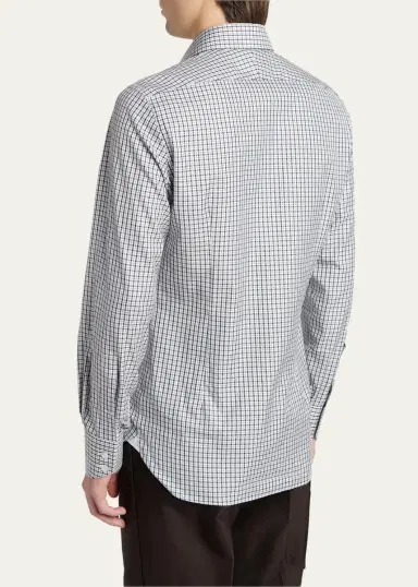 Tom Ford Men's Cotton Grid Check Dress Shirt | Thumbnail 3 Tom Ford Men's Cotton Grid Check Dress Shirt | Thumbnail 3