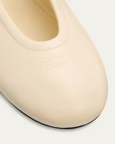 Miu Miu Logo Leather Ballerina Flats | Thumbnail 3 Miu Miu Logo Leather Ballerina Flats | Thumbnail 3