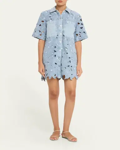Simkhai Calyn Embroidered Denim Mini Dress | Thumbnail 2 Simkhai Calyn Embroidered Denim Mini Dress | Thumbnail 2
