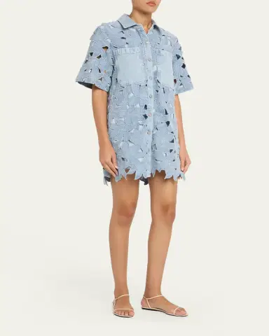 Simkhai Calyn Embroidered Denim Mini Dress | Thumbnail 4 Simkhai Calyn Embroidered Denim Mini Dress | Thumbnail 4