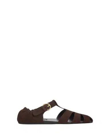 Miu Miu Ruched Suede Fisherman Sandals | Thumbnail 1 Miu Miu Ruched Suede Fisherman Sandals | Thumbnail 1