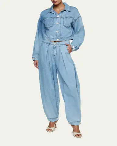 L'Agence Gaines Balloon-Sleeve Denim Jacket | Thumbnail 2 L'Agence Gaines Balloon-Sleeve Denim Jacket | Thumbnail 2