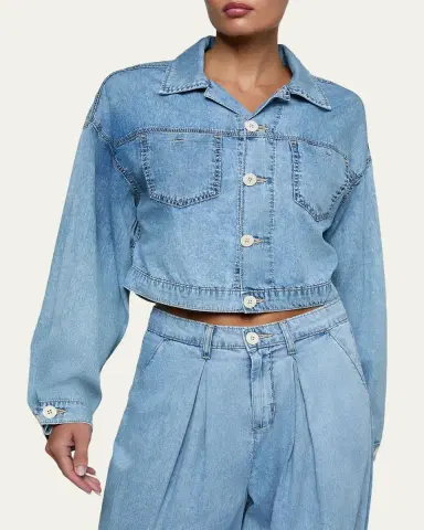 L'Agence Gaines Balloon-Sleeve Denim Jacket | Thumbnail 4 L'Agence Gaines Balloon-Sleeve Denim Jacket | Thumbnail 4
