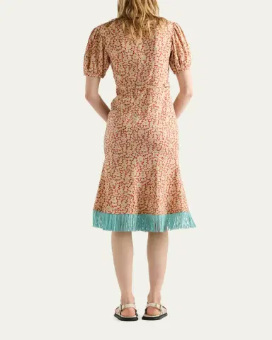 Prada Sable Floral Midi Dress with Scarf Tie | Thumbnail 3 Prada Sable Floral Midi Dress with Scarf Tie | Thumbnail 3