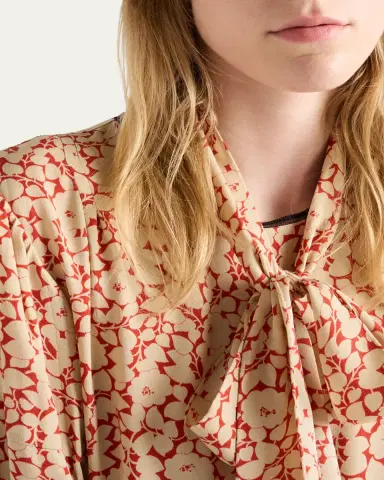 Prada Sable Floral Midi Dress with Scarf Tie | Thumbnail 4 Prada Sable Floral Midi Dress with Scarf Tie | Thumbnail 4
