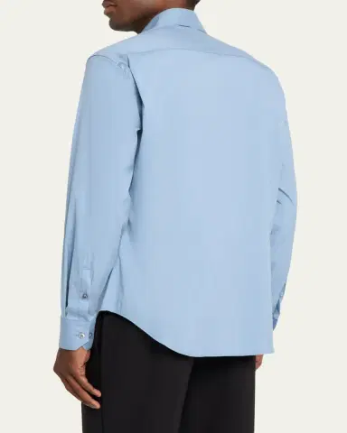 Giorgio Armani Men's Cotton-Blend Poplin Button-Front Shirt | Thumbnail 3 Giorgio Armani Men's Cotton-Blend Poplin Button-Front Shirt | Thumbnail 3
