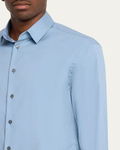 Giorgio Armani Men's Cotton-Blend Poplin Button-Front Shirt | Thumbnail 5 Giorgio Armani Men's Cotton-Blend Poplin Button-Front Shirt | Thumbnail 5