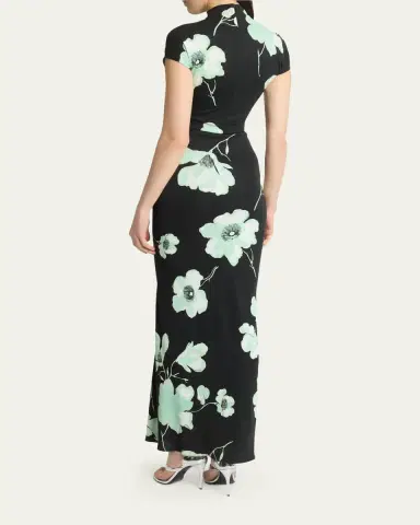 Alaïa Draped Floral-Print Jersey Maxi Dress | Thumbnail 3 Alaïa Draped Floral-Print Jersey Maxi Dress | Thumbnail 3