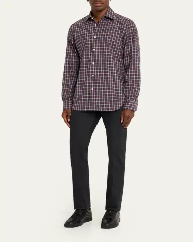 Cesare Attolini Men's Cotton Plaid Button-Down Shirt | Thumbnail 2 Cesare Attolini Men's Cotton Plaid Button-Down Shirt | Thumbnail 2