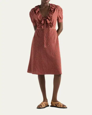 Prada Polka Dot Silk Midi Dress | Thumbnail 2 Prada Polka Dot Silk Midi Dress | Thumbnail 2