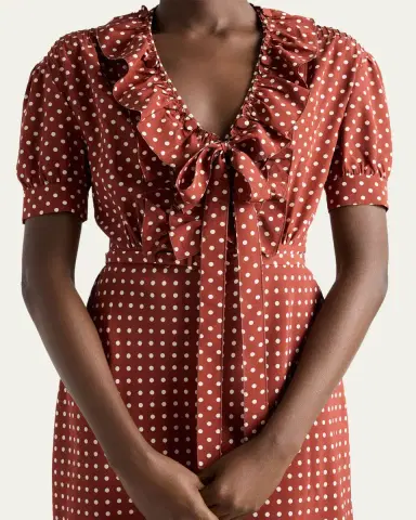 Prada Polka Dot Silk Midi Dress | Thumbnail 4 Prada Polka Dot Silk Midi Dress | Thumbnail 4