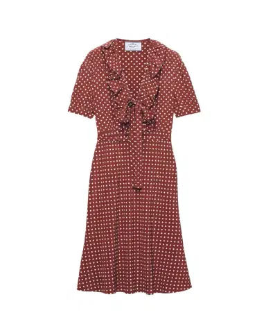 Prada Polka Dot Silk Midi Dress | Thumbnail 1 Prada Polka Dot Silk Midi Dress | Thumbnail 1