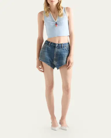 Prada Cotton Boucle Crop Top | Thumbnail 2 Prada Cotton Boucle Crop Top | Thumbnail 2