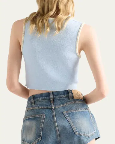 Prada Cotton Boucle Crop Top | Thumbnail 3 Prada Cotton Boucle Crop Top | Thumbnail 3