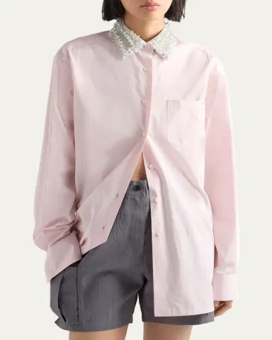 Prada Embroidered Poplin Shirt | Thumbnail 4 Prada Embroidered Poplin Shirt | Thumbnail 4