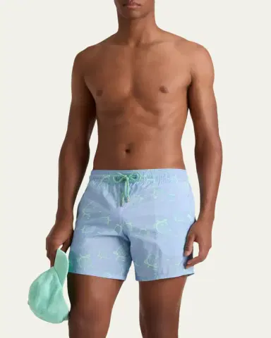Vilebrequin Men's Bubbles and Turtles Packable Swim Trunks | Thumbnail 2 Vilebrequin Men's Bubbles and Turtles Packable Swim Trunks | Thumbnail 2
