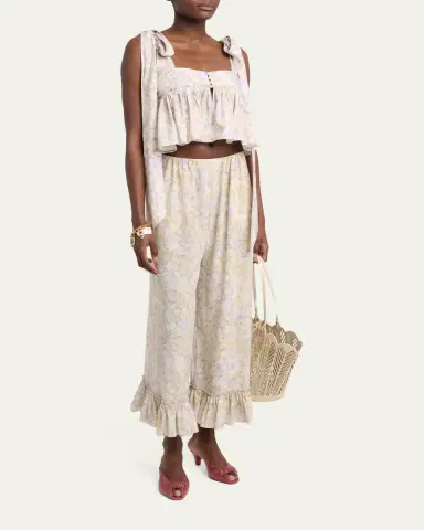 Chloé Painted Flowers Silk Trousers | Thumbnail 2 Chloé Painted Flowers Silk Trousers | Thumbnail 2